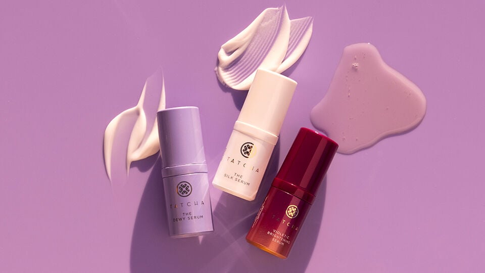The Dewy Serum, The Silk Serum and Violet-C Brightening Serum in minis