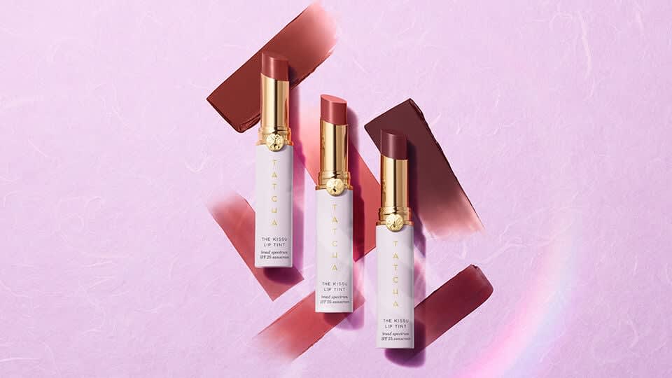 The Kissu Lip Tint in Plum Blossom, Camellia and Midnight Lily