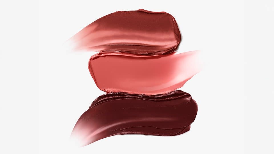 Kissu Lip Tint Swatches in Camellia, Midnight Lily and Plum Blossom.