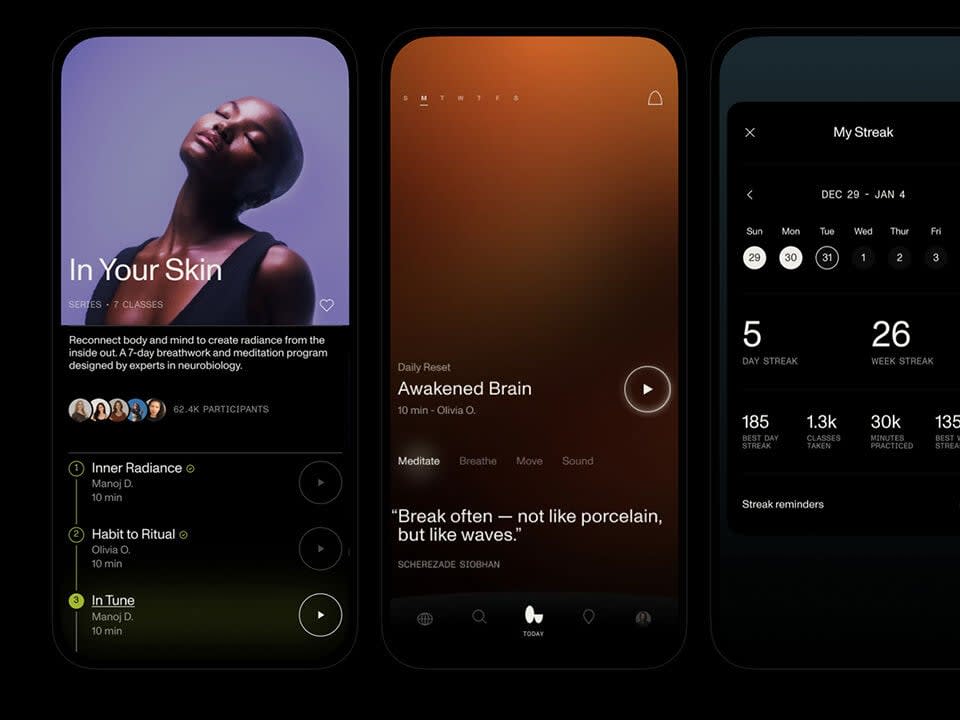 Screenshots of Open app, mobile experience