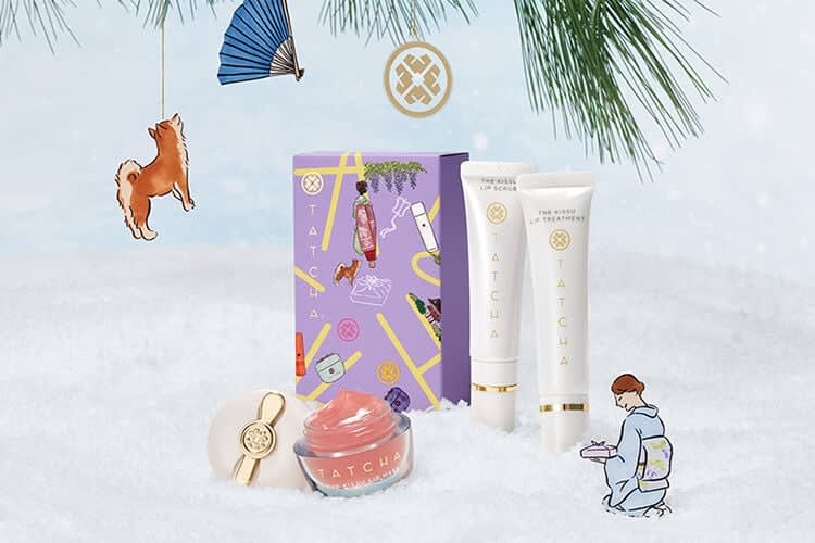  Lip Gift Set under Holiday Tree and Ornaments