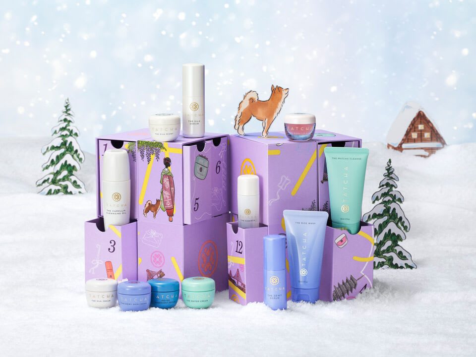 Advent Calendar with Products in a Holiday Background