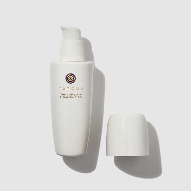 Full size Camellia Cleansing Oil packaging with cap off to show pump