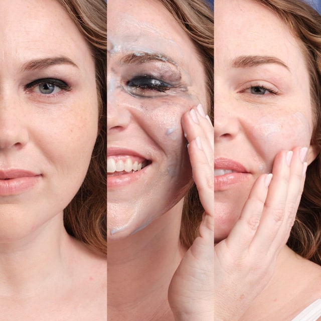 Woman washing face