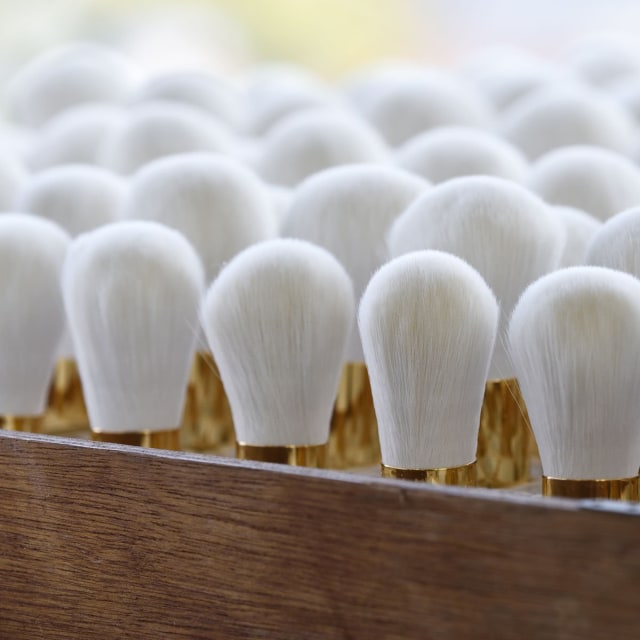 Upclose of brushes in production